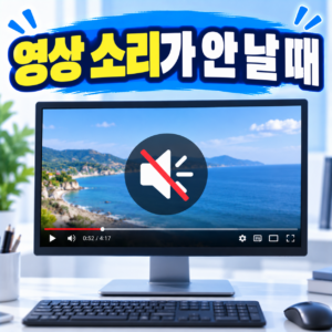 컴퓨터에서 영상은 나오는데 소리가 들리지 않을 때 확인하는 순서